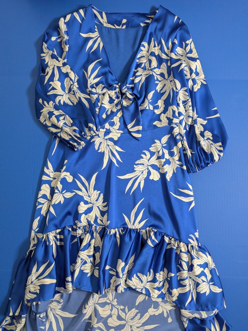 ALEXIS x Target Blue Floral Tie-Front High-Low Dress Size M - Picture 13 of 16